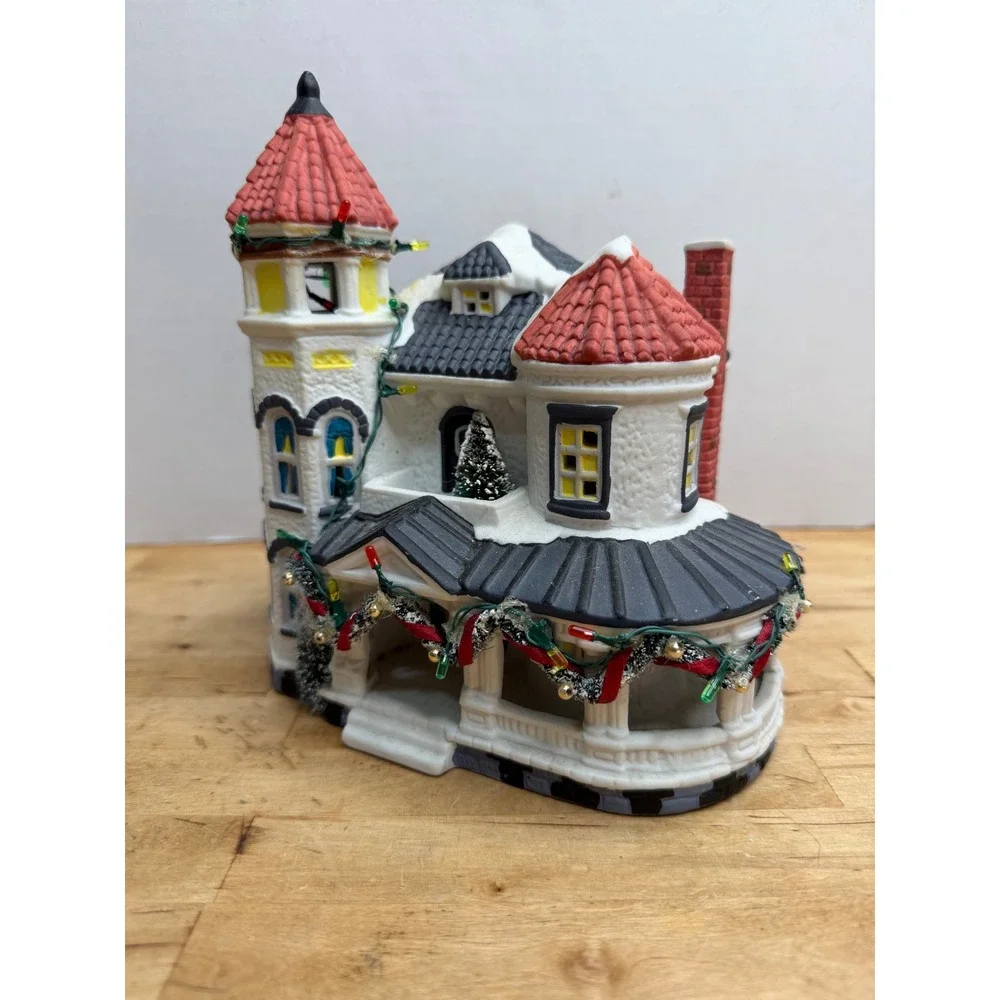 NOMA Christmas Village House 1997 White Victorian Hand Painted Ceramic Decor